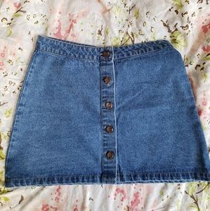 Button front denim skirt